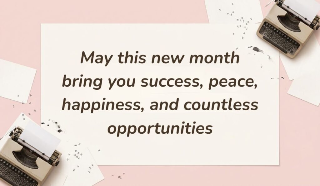 Alt Text: Pink aesthetic card with vintage typewriters presenting a happy new month message for big brother wishing success, peace, happiness, and countless opportunities.