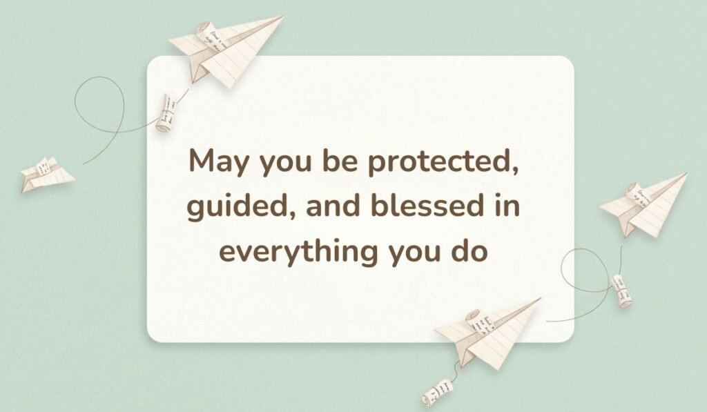 Alt Text: Light green background with origami paper planes carrying a spiritual happy new month message for big brother praying for protection, guidance, and blessings in everything he does.