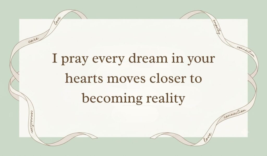 Sage green border accent card displaying prayerful happy new month messages for siblings wishing every dream in their hearts moves closer to becoming reality.