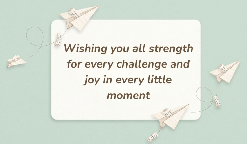 Mint green backdrop with origami paper airplanes carrying encouraging happy new month messages for siblings wishing them strength for every challenge and joy in every little moment.