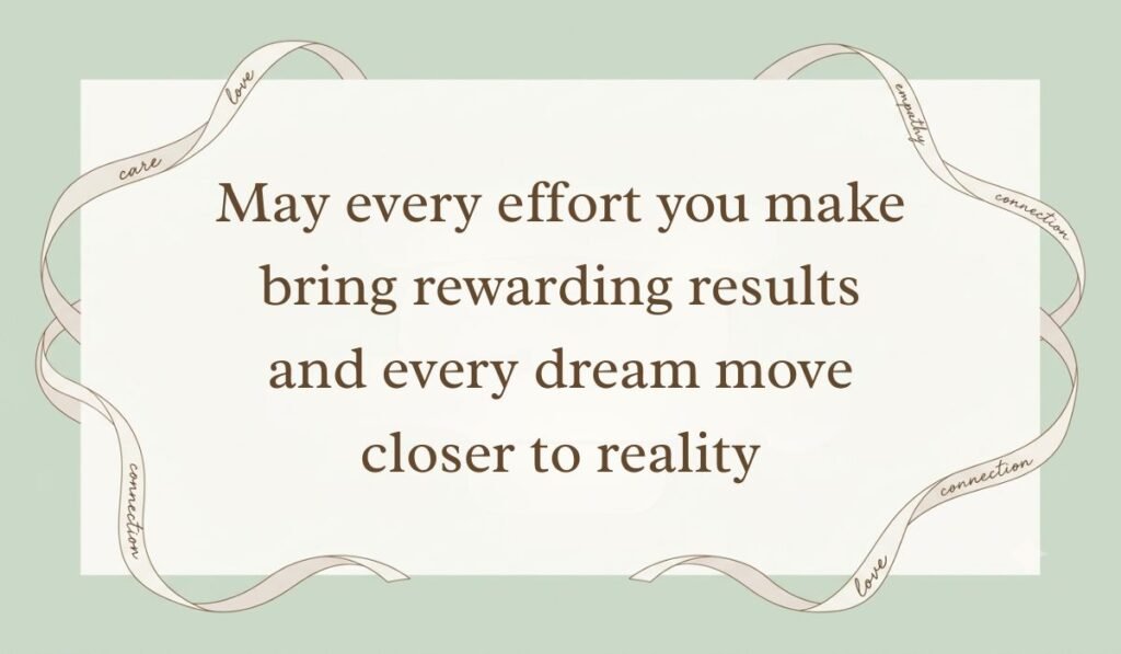 Muted sage green card bordered with a delicate white ribbon, featuring an encouraging happy new month message for uncle: "May every effort you make bring rewarding results and every dream move closer to reality."
