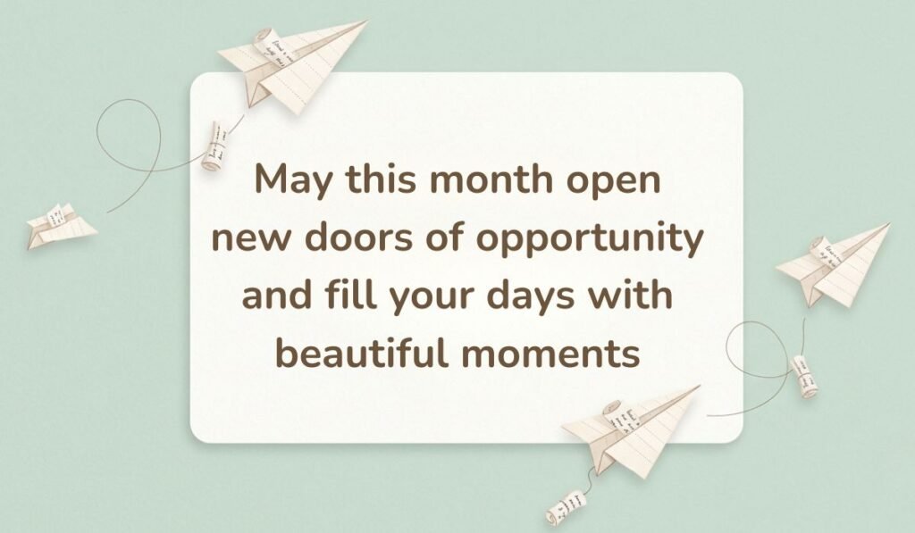 Soft green background decorated with floating folded paper airplanes, featuring an inspiring happy new month message for uncle: "May this month open new doors of opportunity and fill your days with beautiful moments."
